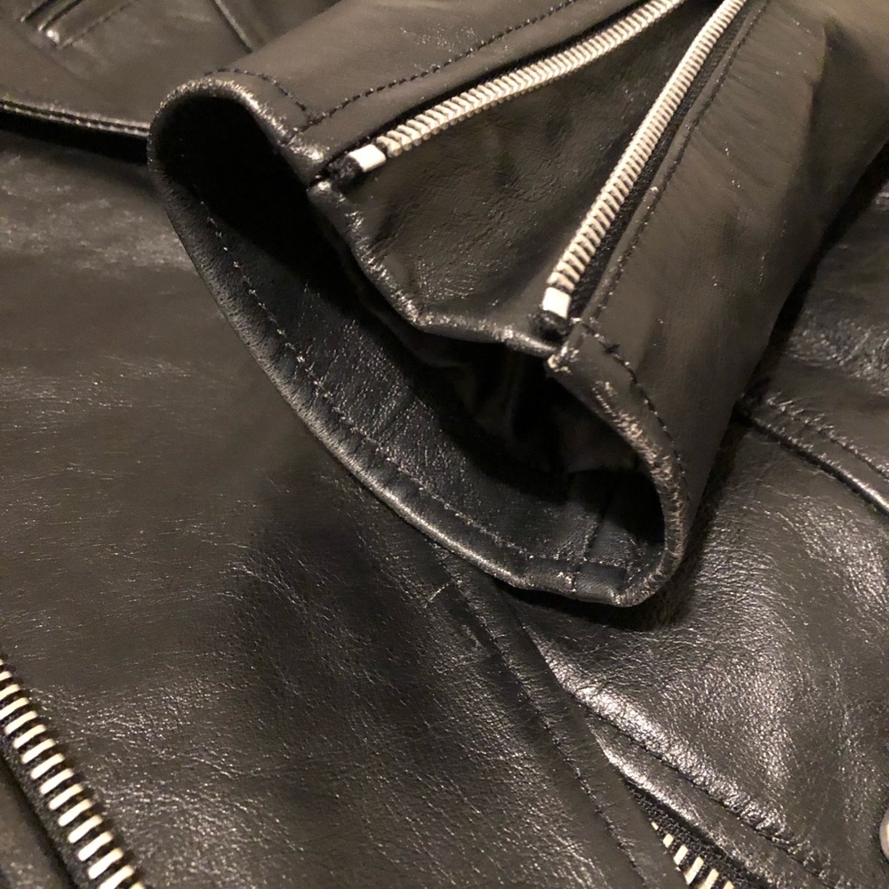 Ag Adriano Goldschmied Black Leather Moto Jacket - Picture 8 of 12